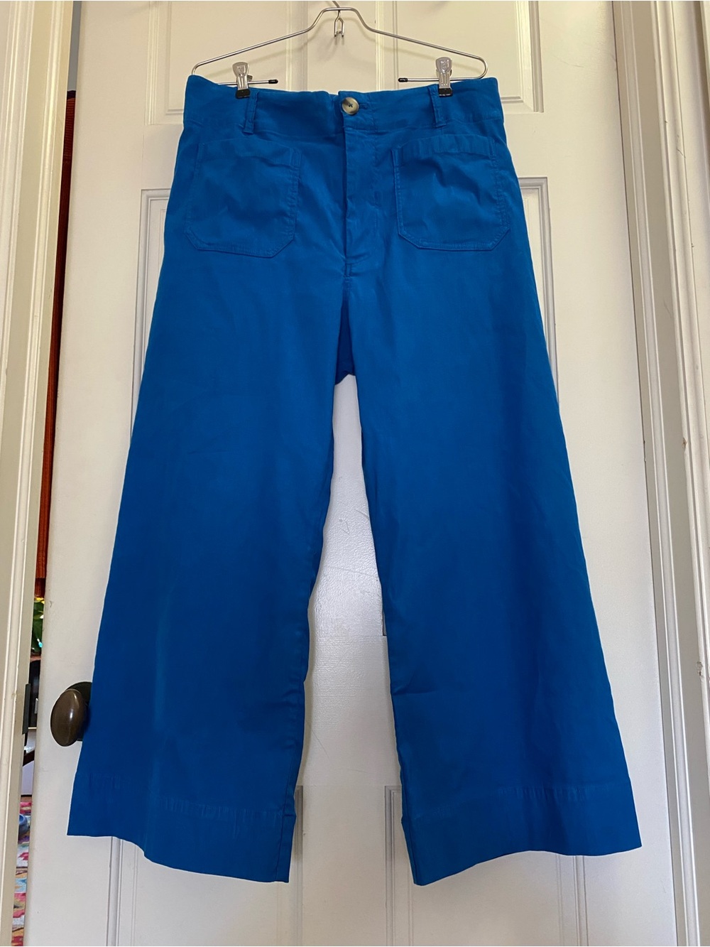 Maeve Colette Magic Fabric Linen Blend Bright Blue Pants Size 32